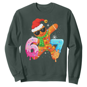 Funny 67 Meme Gingerbread Christmas Sweatshirt Six Seven Ice Cream Drip Boys TS10 Dark Forest Green Print Your Wear