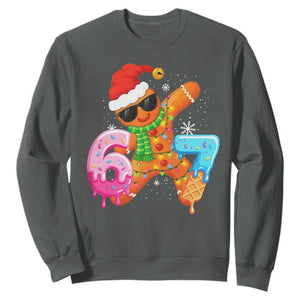 Funny 67 Meme Gingerbread Christmas Sweatshirt Six Seven Ice Cream Drip Boys TS10 Dark Heather Print Your Wear