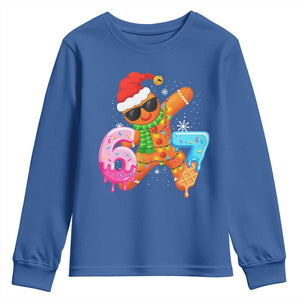 Funny 67 Meme Gingerbread Christmas Youth Sweatshirt Six Seven Ice Cream Drip Boys TS10 Royal Blue Print Your Wear