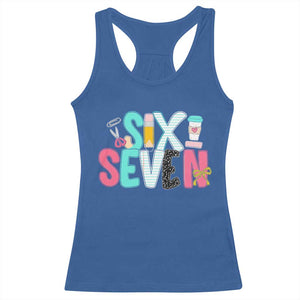 Funny Teacher Six Seven Racerback Tank Top 6 7 Meme TS10 Royal Blue Print Your Wear