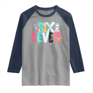 Funny Teacher Six Seven Raglan Shirt 6 7 Meme TS10 Sport Gray Navy Print Your Wear