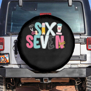Funny Teacher Six Seven Spare Tire Cover 6 7 Meme TS10 No hole Black Print Your Wear