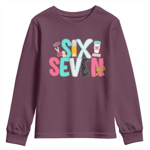 Funny Teacher Six Seven Youth Sweatshirt 6 7 Meme TS10 Maroon Print Your Wear