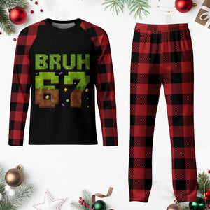 Funny Six Seven Plaid Pajama Set 67 Meme 6 7 Boy Game Pixel Number TS10 Buffalo Plaid Print Your Wear