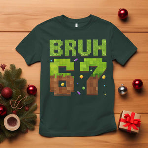 Funny Six Seven T Shirt 67 Meme 6 7 Boy Game Pixel Number TS10 Dark Forest Green Print Your Wear