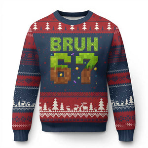 Funny Six Seven Ugly Christmas Sweater 67 Meme 6 7 Boy Game Pixel Number TS10 Navy Red Print Your Wear