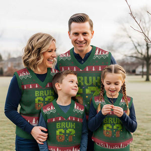 Funny Six Seven V-Neck Knit Sweater Vest 67 Meme 6 7 Boy Game Pixel Number TS10 Red Green Print Your Wear