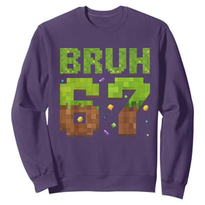 Funny Six Seven Sweatshirt 67 Meme 6 7 Boy Game Pixel Number TS10 Purple Print Your Wear