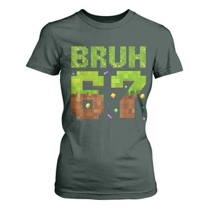 Funny Six Seven T Shirt For Women 67 Meme 6 7 Boy Game Pixel Number TS10 Dark Forest Green Print Your Wear