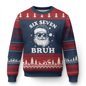 67 Xmas Six Seven Bruh Ugly Christmas Sweater Funny Santa 6 7 Meme TS10 Navy Red Print Your Wear