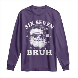67 Christmas Six Seven Bruh Long Sleeve Shirt Funny Santa 6 7 Meme TS10 Purple Print Your Wear
