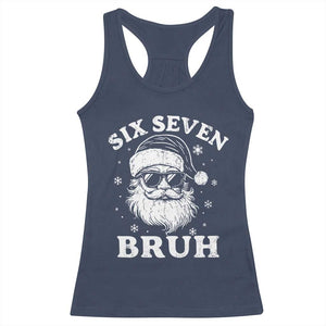 67 Christmas Six Seven Bruh Racerback Tank Top Funny Santa 6 7 Meme TS10 Navy Print Your Wear