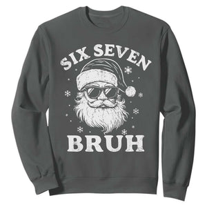 67 Christmas Six Seven Bruh Sweatshirt Funny Santa 6 7 Meme TS10 Dark Heather Print Your Wear