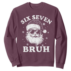 67 Christmas Six Seven Bruh Sweatshirt Funny Santa 6 7 Meme TS10 Maroon Print Your Wear