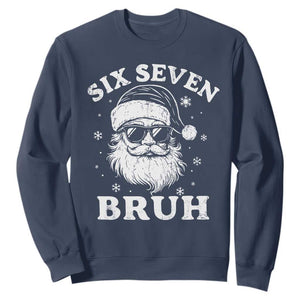 67 Christmas Six Seven Bruh Sweatshirt Funny Santa 6 7 Meme TS10 Navy Print Your Wear