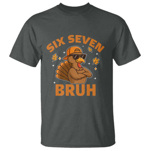 67 Funny Thanksgiving T Shirt Six Seven Bruh 6 7 Turkey Meme TS10 Dark Heather Print Your Wear