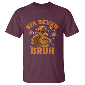 67 Funny Thanksgiving T Shirt Six Seven Bruh 6 7 Turkey Meme TS10 Maroon Print Your Wear
