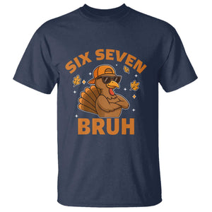 67 Funny Thanksgiving T Shirt Six Seven Bruh 6 7 Turkey Meme TS10 Navy Print Your Wear
