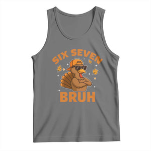 67 Funny Thanksgiving Tank Top Six Seven Bruh 6 7 Turkey Meme TS10 Black Heather Print Your Wear