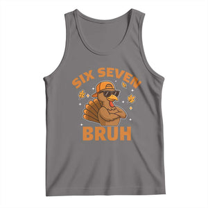 67 Funny Thanksgiving Tank Top Six Seven Bruh 6 7 Turkey Meme TS10 Deep Heather Print Your Wear