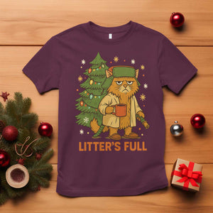 Litters Full T Shirt Funny Christmas Vacation Cat TS10 Maroon Print Your Wear