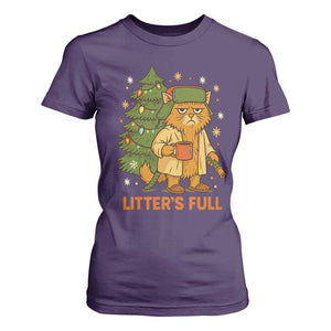 Litters Full T Shirt For Women Funny Christmas Vacation Cat TS10 Purple Print Your Wear