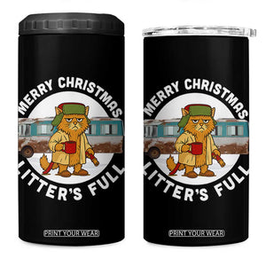Merry Christmas Litters Full 4 in 1 Can Cooler Tumbler Funny Christmas Vacation Cat TS10 One Size: 16 oz Black Print Your Wear