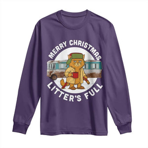 Merry Christmas Litters Full Long Sleeve Shirt Funny Christmas Vacation Cat TS10 Purple Print Your Wear