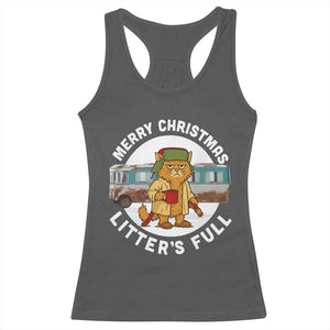 Merry Christmas Litters Full Racerback Tank Top Funny Christmas Vacation Cat TS10 Dark Heather Print Your Wear
