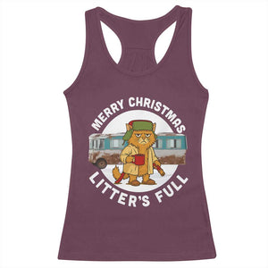 Merry Christmas Litters Full Racerback Tank Top Funny Christmas Vacation Cat TS10 Maroon Print Your Wear