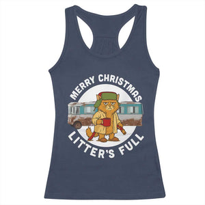 Merry Christmas Litters Full Racerback Tank Top Funny Christmas Vacation Cat TS10 Navy Print Your Wear