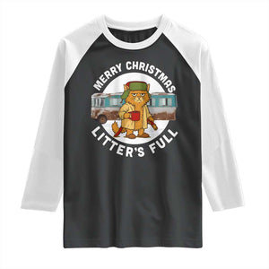 Merry Christmas Litters Full Raglan Shirt Funny Christmas Vacation Cat TS10 Black White Print Your Wear