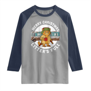 Merry Christmas Litters Full Raglan Shirt Funny Christmas Vacation Cat TS10 Sport Gray Navy Print Your Wear