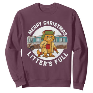 Merry Christmas Litters Full Sweatshirt Funny Christmas Vacation Cat TS10 Maroon Print Your Wear