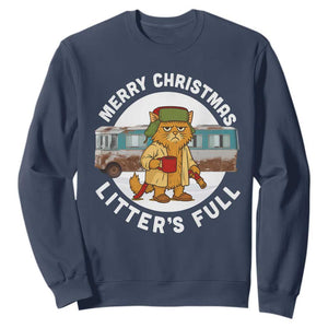 Merry Christmas Litters Full Sweatshirt Funny Christmas Vacation Cat TS10 Navy Print Your Wear