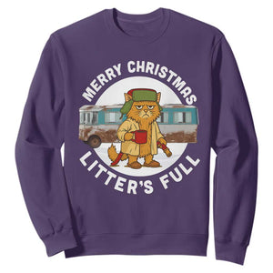 Merry Christmas Litters Full Sweatshirt Funny Christmas Vacation Cat TS10 Purple Print Your Wear