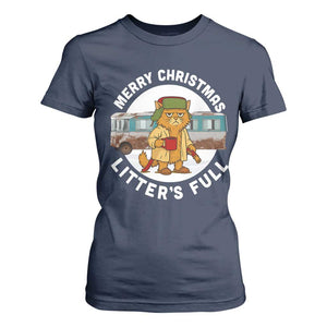 Merry Christmas Litters Full T Shirt For Women Funny Christmas Vacation Cat TS10 Navy Print Your Wear