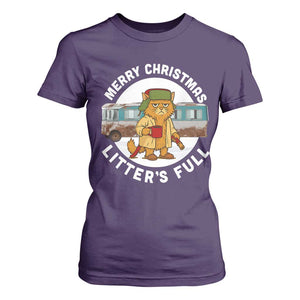 Merry Christmas Litters Full T Shirt For Women Funny Christmas Vacation Cat TS10 Purple Print Your Wear