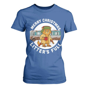 Merry Christmas Litters Full T Shirt For Women Funny Christmas Vacation Cat TS10 Royal Blue Print Your Wear