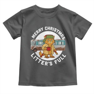 Merry Christmas Litters Full Toddler T Shirt Funny Christmas Vacation Cat TS10 Dark Heather Print Your Wear