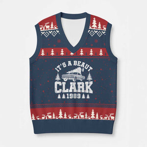 It's a Beaut Clark V-Neck Knit Sweater Vest Funny Xmas Vacation TS10 Navy Red Print Your Wear