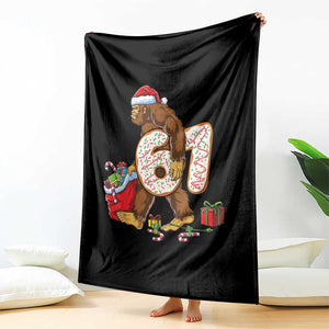 Christmas Bigfoot 67 Meme Throw Blanket Funny Six Seven Gen Alpha Slang Sasquatch TS10 Print Your Wear
