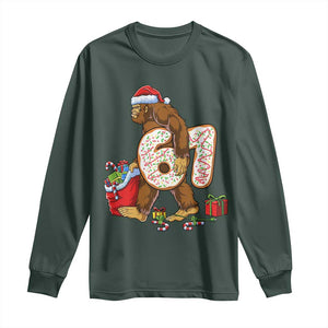 Christmas Bigfoot 67 Meme Long Sleeve Shirt Funny Six Seven Gen Alpha Slang Sasquatch TS10 Dark Forest Green Print Your Wear