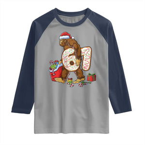 Christmas Bigfoot 67 Meme Raglan Shirt Funny Six Seven Gen Alpha Slang Sasquatch TS10 Sport Gray Navy Print Your Wear