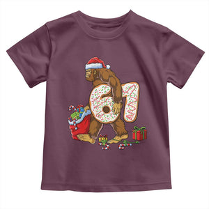 Christmas Bigfoot 67 Meme Toddler T Shirt Funny Six Seven Gen Alpha Slang Sasquatch TS10 Maroon Print Your Wear