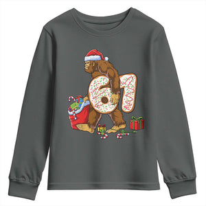 Christmas Bigfoot 67 Meme Youth Sweatshirt Funny Six Seven Gen Alpha Slang Sasquatch TS10 Dark Heather Print Your Wear