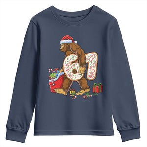 Christmas Bigfoot 67 Meme Youth Sweatshirt Funny Six Seven Gen Alpha Slang Sasquatch TS10 Navy Print Your Wear