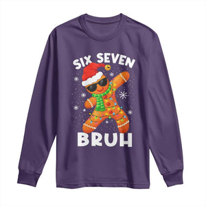 67 Christmas Six Seven Bruh Gingerbread Long Sleeve Shirt Funny Six Seven Meme Boys TS10 Purple Print Your Wear