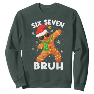 67 Christmas Six Seven Bruh Gingerbread Sweatshirt Funny Six Seven Meme Boys TS10 Dark Forest Green Print Your Wear