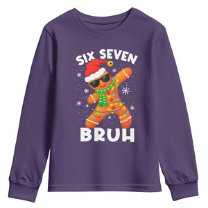67 Christmas Six Seven Bruh Gingerbread Youth Sweatshirt Funny Six Seven Meme Boys TS10 Purple Print Your Wear